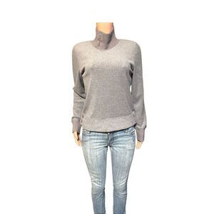 Pulp women's grey mock-neck or turtleneck pullover sweater with button details M